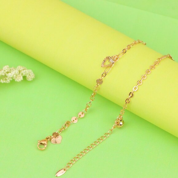 "Rose Gold Anklet with Heart & Peace Charms, XPAL1177 - Picture 6 of 12